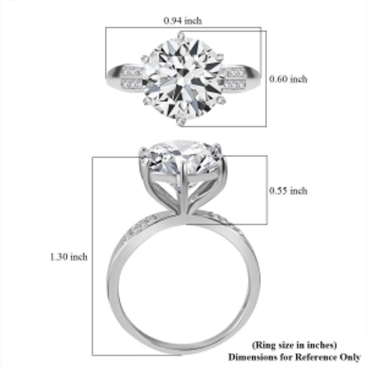 Moissanite 5.94 ctw Ring in Rhodium Over Sterling Silver (Size 5.5) image number 4