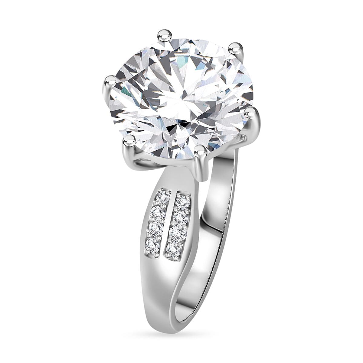 Moissanite 5.94 ctw Ring in Rhodium Over Sterling Silver (Size 6.5)