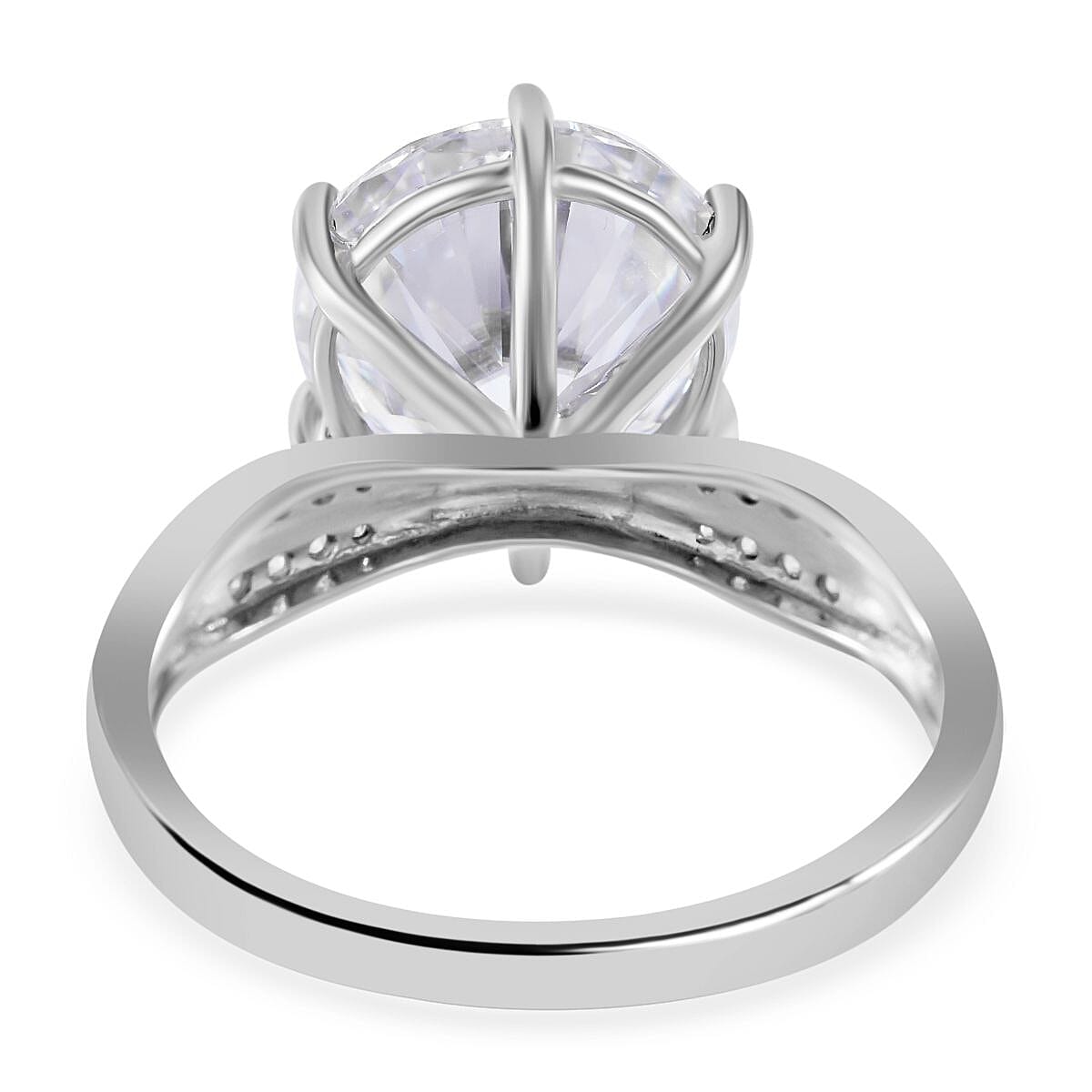 Moissanite 5.94 ctw Ring in Rhodium Over Sterling Silver (Size 6.5)