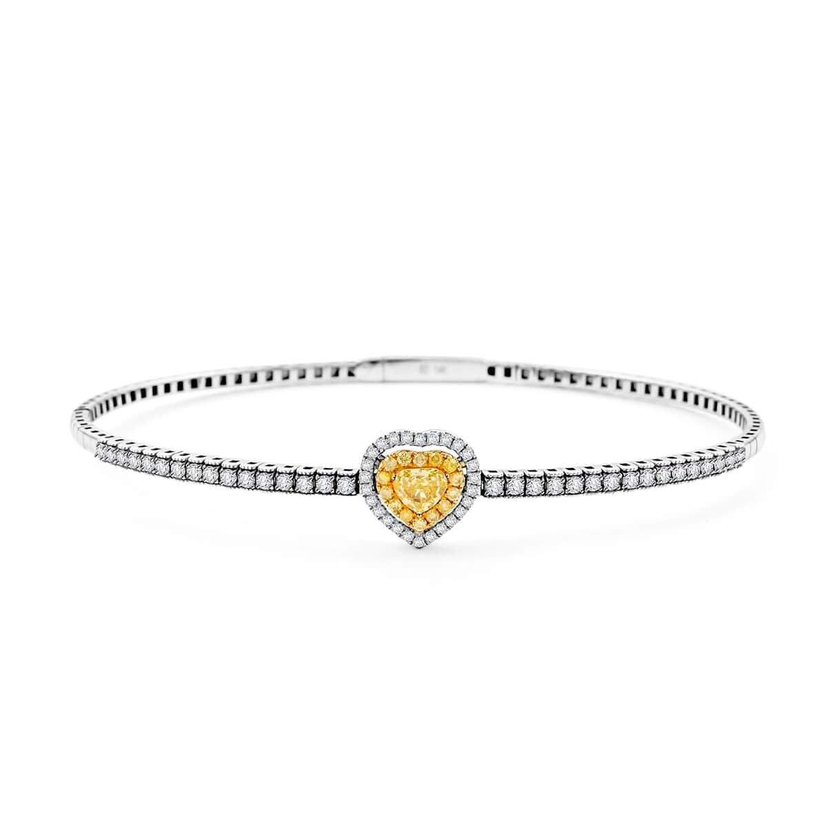 Modani 14K Yellow and White Gold Yellow and White Diamond Bangle Bracelet (7.00 In) 6.44 Grams 1.00 ctw image number 0