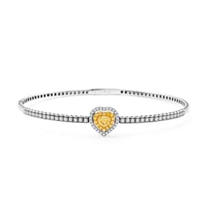 Modani 14K Yellow and White Gold Yellow and White Diamond Bangle Bracelet (7.00 In) 6.44 Grams 1.00 ctw