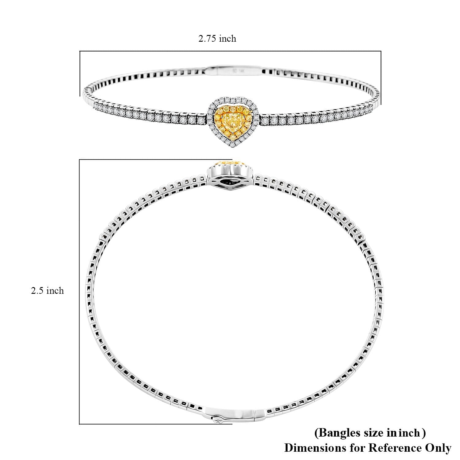 Modani 14K Yellow and White Gold Yellow and White Diamond (SI) Bangle Bracelet (7.00 In) 6.44 Grams 1.00 ctw