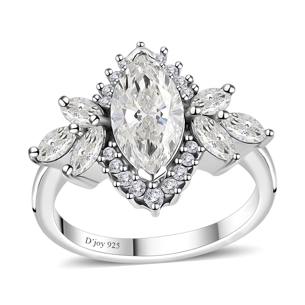 Moissanite Ring in Platinum Over Sterling Silver (Size 10.0) 2.65 ctw