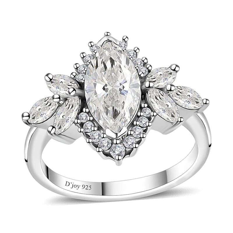 Moissanite Ring in Platinum Over Sterling Silver (Size 10.0) 2.65 ctw