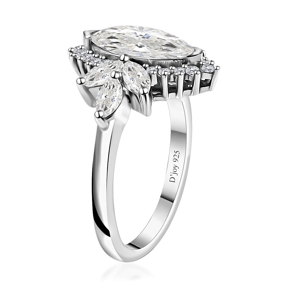 Moissanite Ring in Platinum Over Sterling Silver (Size 10.0) 2.65 ctw