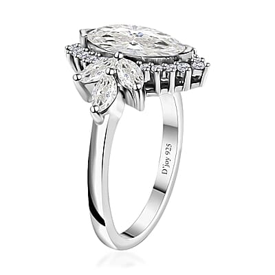 Moissanite Ring in Platinum Over Sterling Silver (Size 10.0) 2.65 ctw