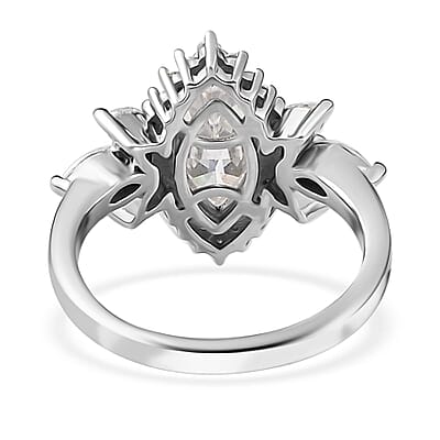 Moissanite Ring in Platinum Over Sterling Silver (Size 10.0) 2.65 ctw