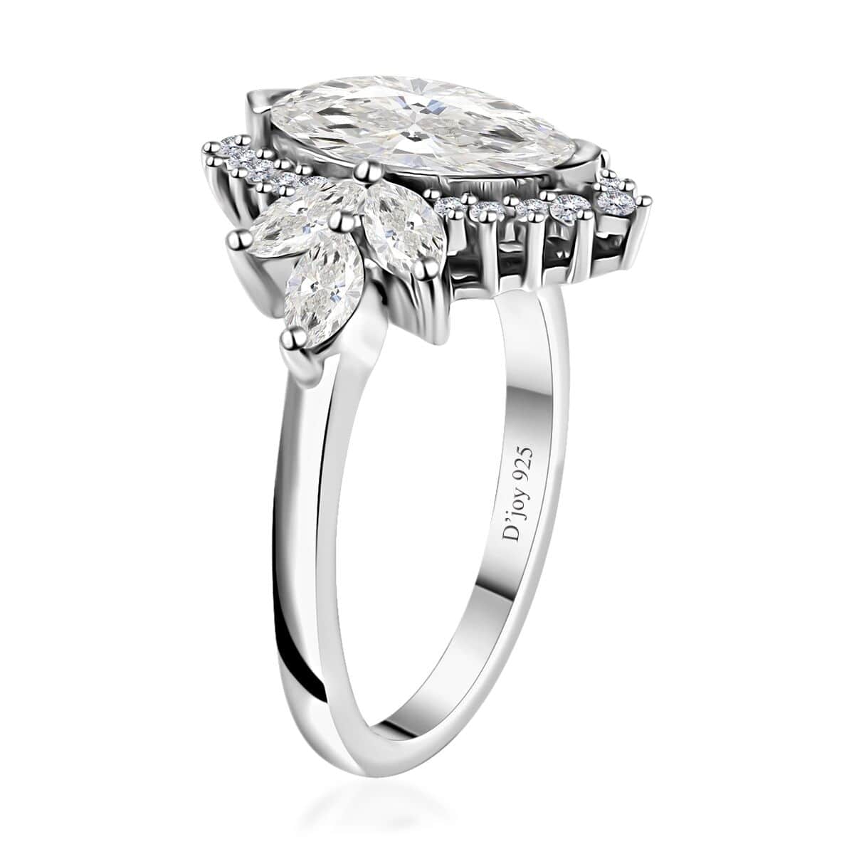 Moissanite (Mrq 12x6mm) Ring in Platinum Over Sterling Silver (Size 10.0) 2.65 ctw image number 4