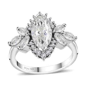 Moissanite Ring in Platinum Over Sterling Silver (Size 8.0) 2.65 ctw