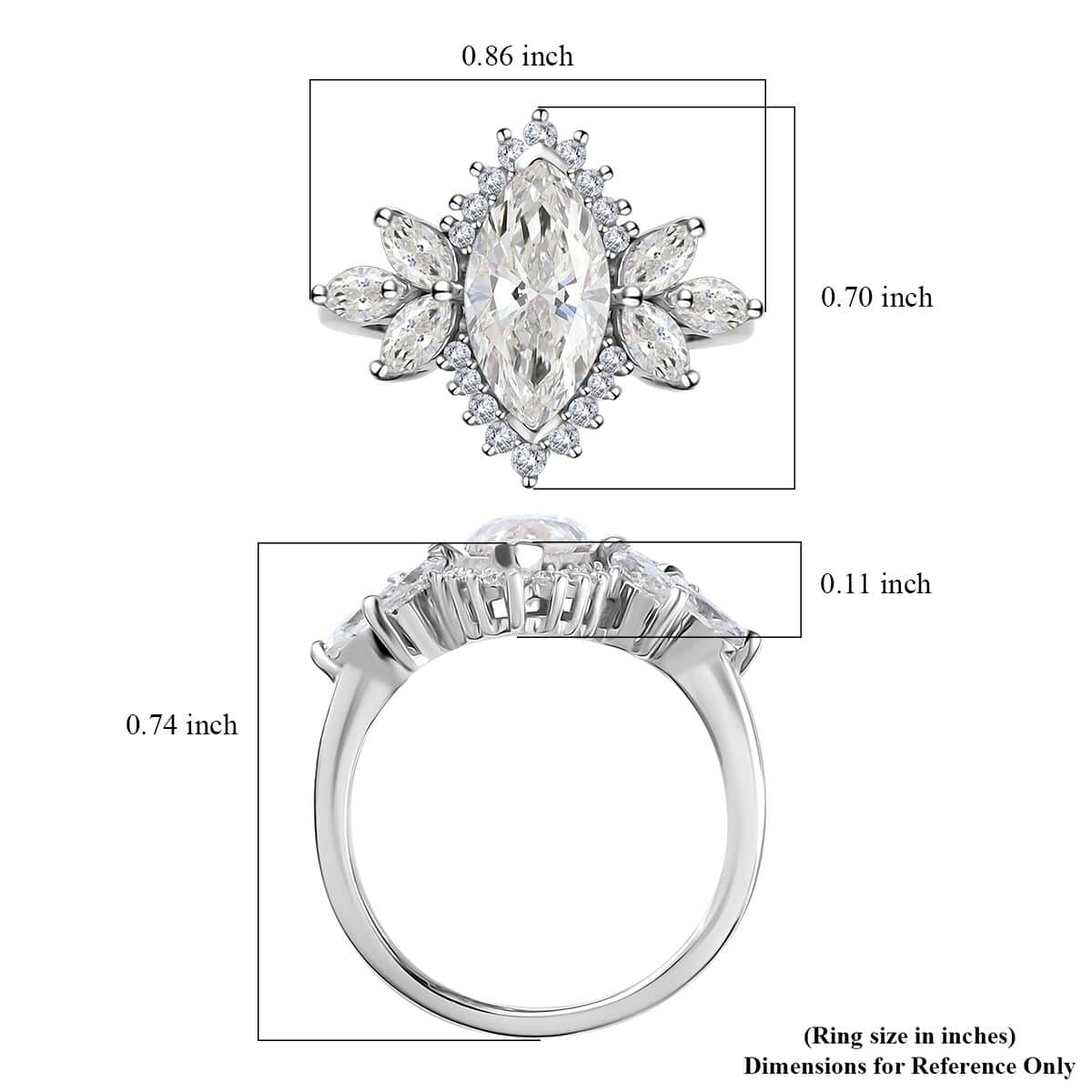 Moissanite Ring in Platinum Over Sterling Silver (Size 8.0) 2.65 ctw image number 6