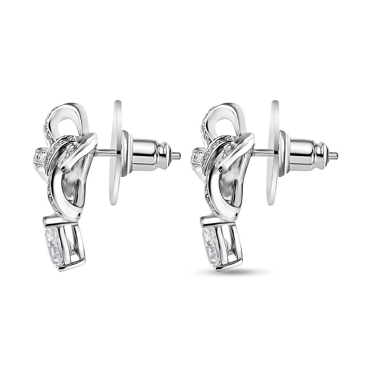 Moissanite Bow Earrings in Platinum Over Sterling Silver 1.30 ctw image number 4