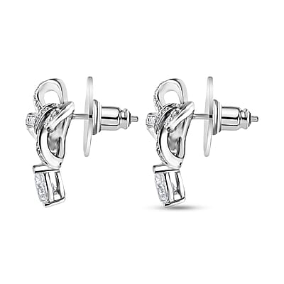Moissanite Bow Earrings in Platinum Over Sterling Silver 1.30 ctw