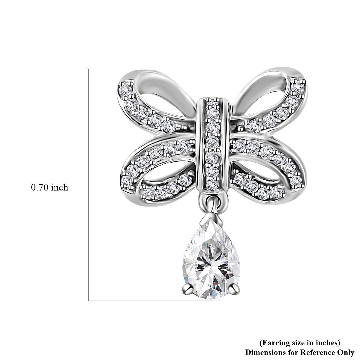 Moissanite Bow Earrings in Platinum Over Sterling Silver 1.30 ctw image number 5