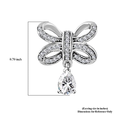 Moissanite Bow Earrings in Platinum Over Sterling Silver 1.30 ctw