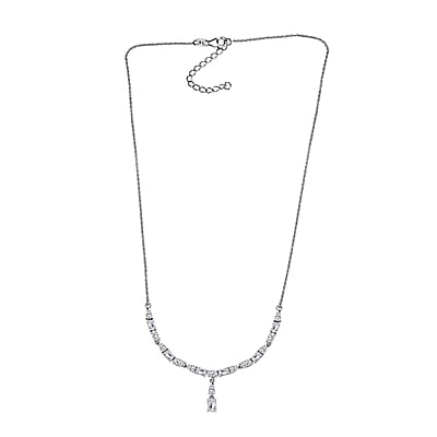 D'Joy Moissanite Y-Shape Necklace 18-20 Inches in Platinum Over Sterling Silver 4.70 ctw