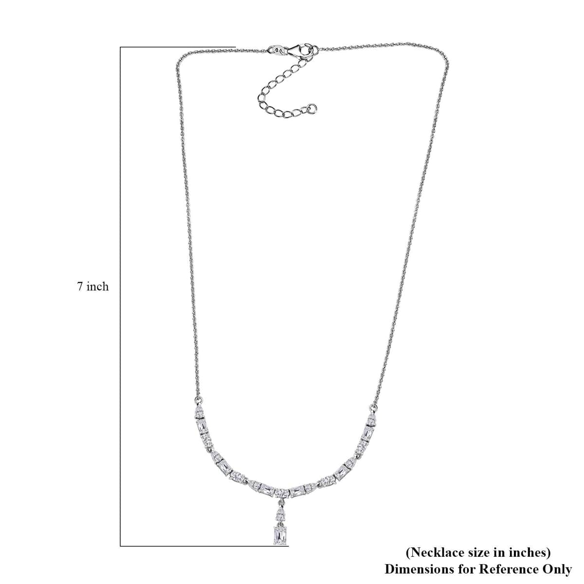Moissanite Y-Shape Necklace 18-20 Inches in Platinum Over Sterling Silver 4.70 ctw image number 6