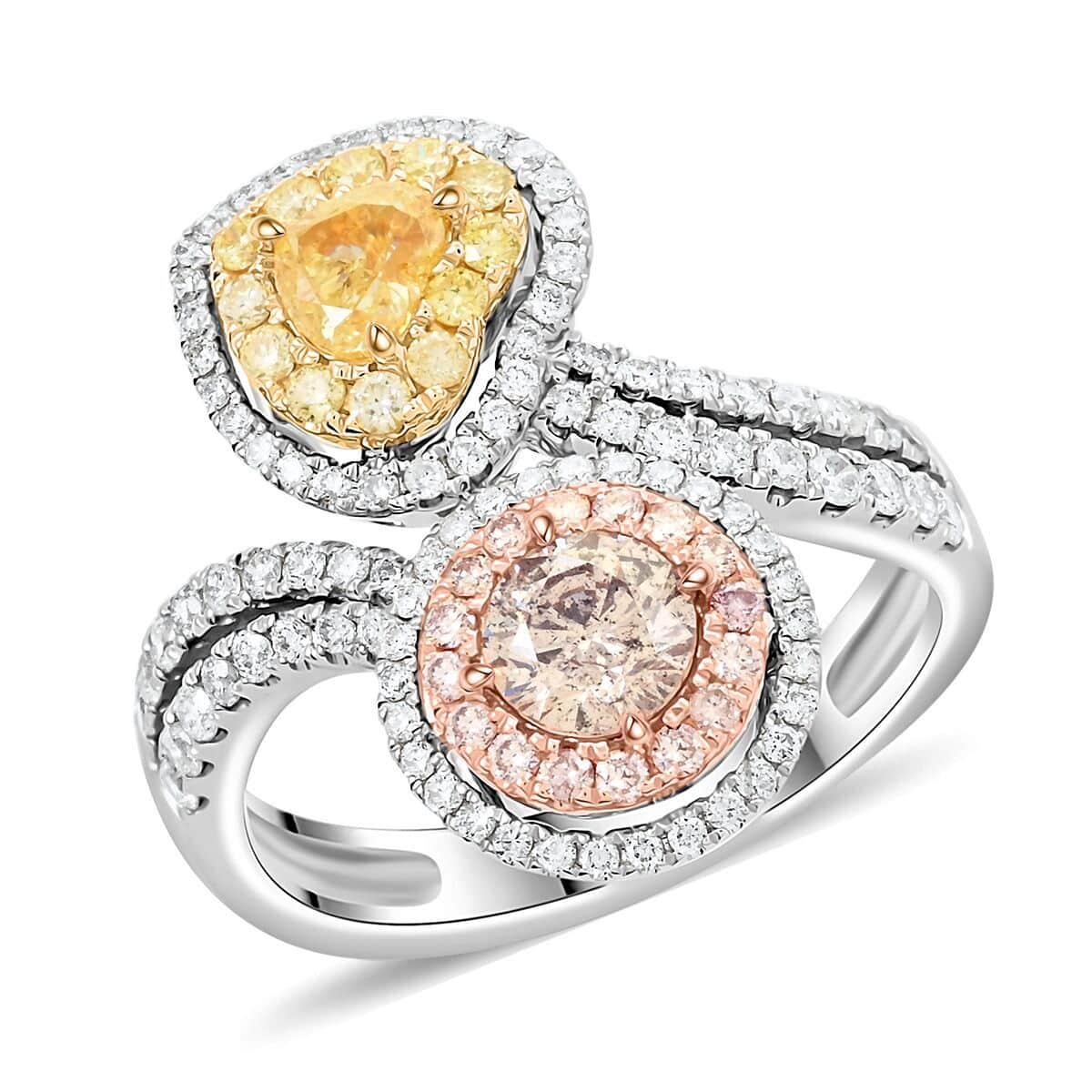 Modani 14K Yellow, White and Rose Gold Natural Yellow and White Diamond Ring (Size 7.0) 5.10 Grams 1.75 ctw image number 0