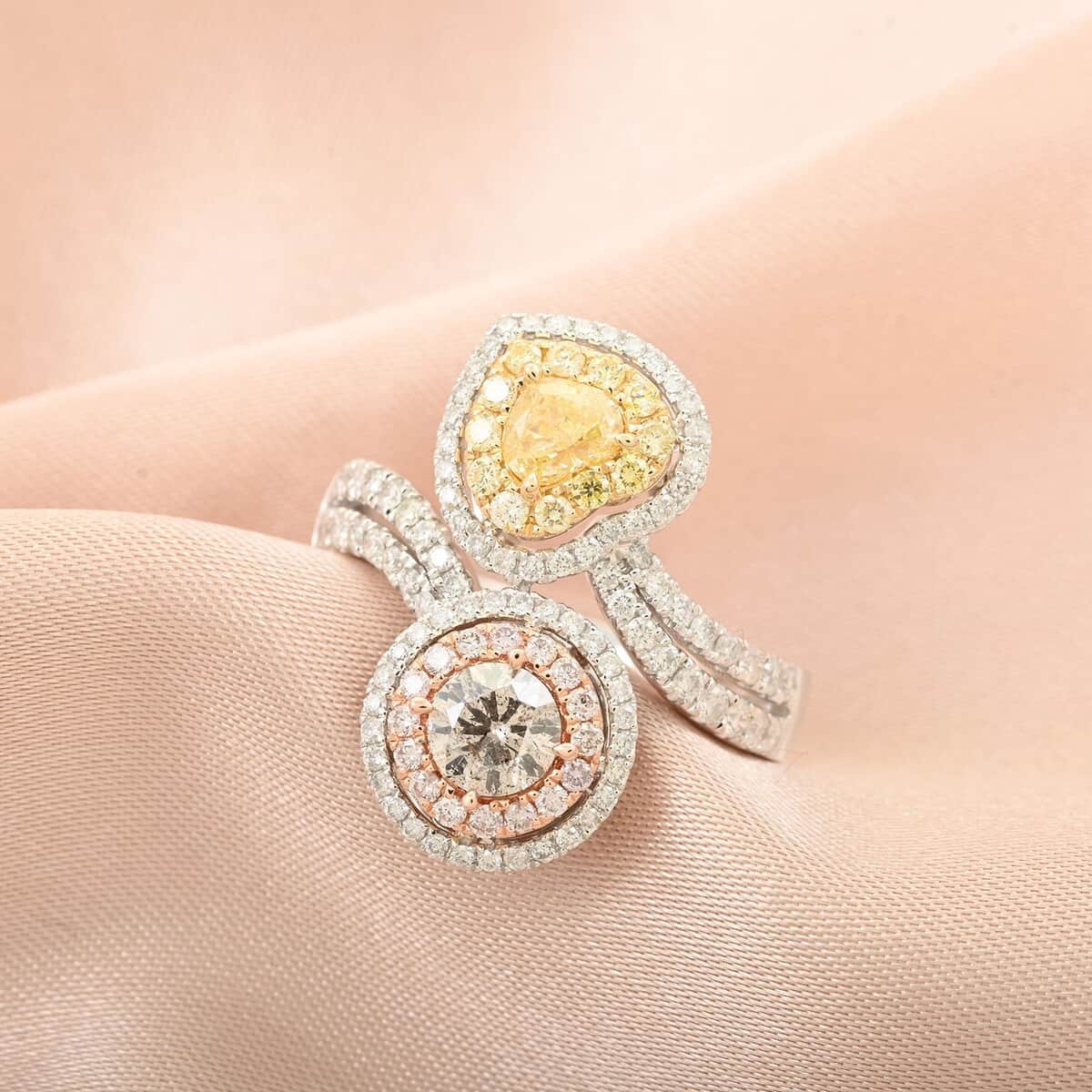 Modani 14K Yellow, White and Rose Gold Natural Yellow and White Diamond Ring (Size 7.0) 5.10 Grams 1.75 ctw image number 1