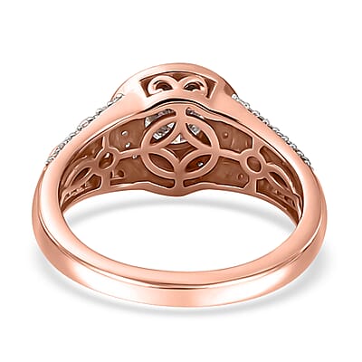 Moissanite Halo Ring in Vermeil Rose Gold Over Sterling Silver (Size 5.0) 1.10 ctw