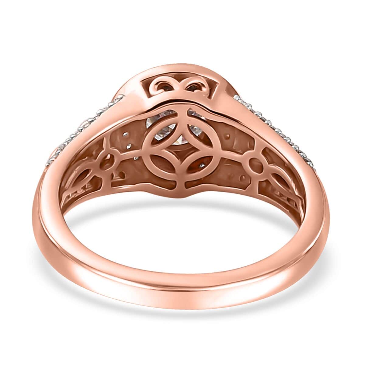 Moissanite Halo Ring in Vermeil Rose Gold Over Sterling Silver (Size 7.0) 1.10 ctw image number 5