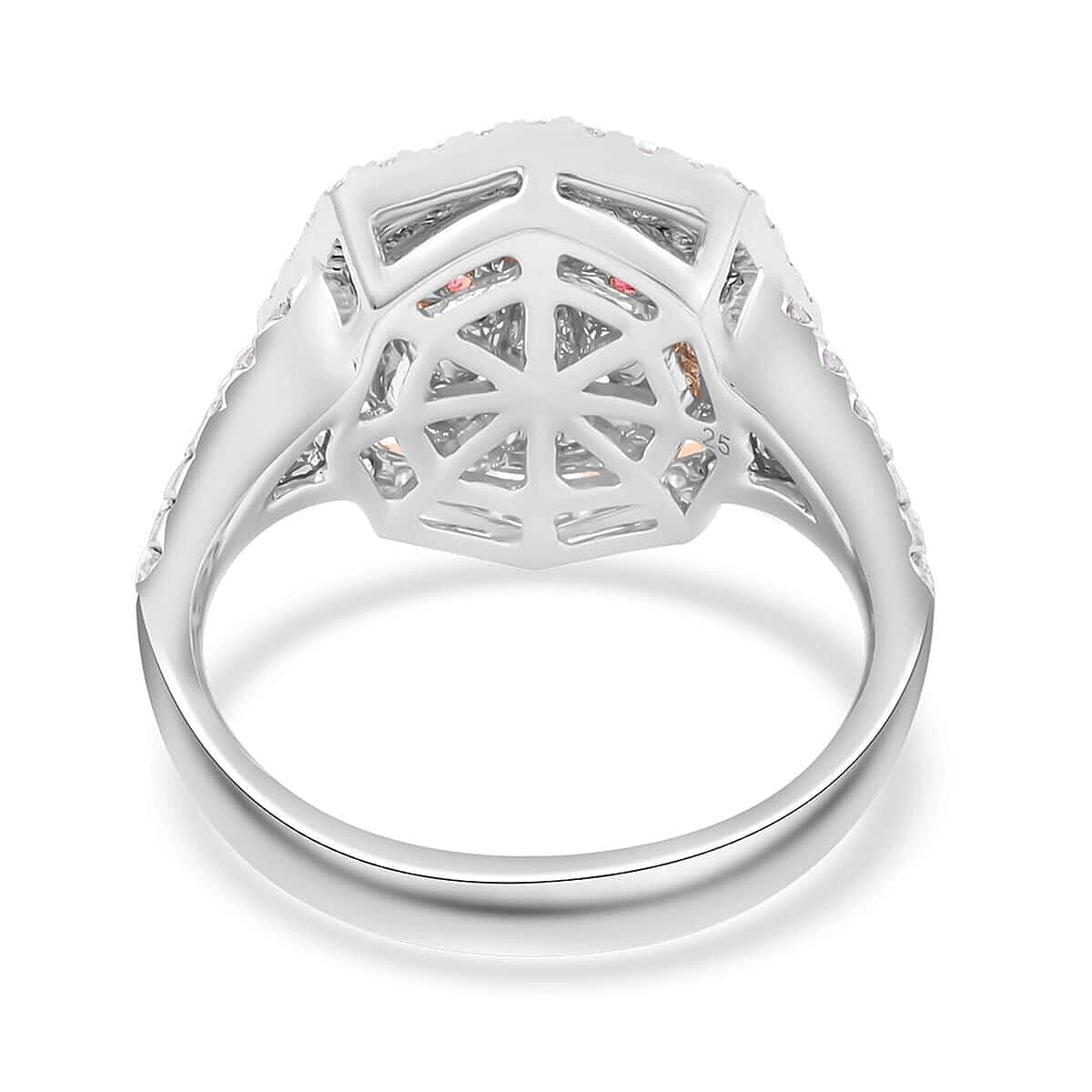 Modani 14K White and Rose Gold Natural Pink and White Diamond Ring (Size 7.0) 4.97 Grams 1.20 ctw