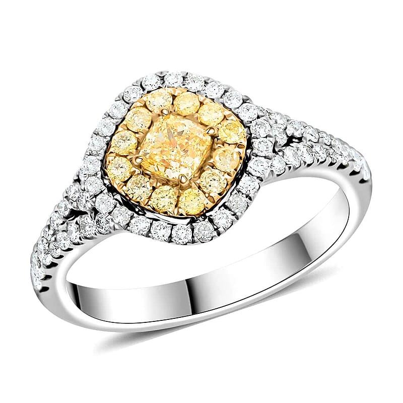Modani 14K Yellow and White Gold Natural Yellow and White Diamond Ring (Size 7.0) 1.00 ctw