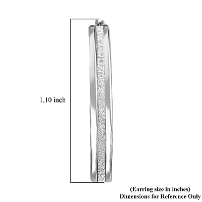 Glitter Hoop Earrings in Rhodium Over Sterling Silver 2.50 Grams