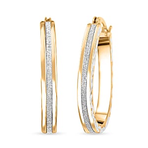 Glitter Hoop Earrings in 14K Yellow Gold Over Sterling Silver 2.50 Grams