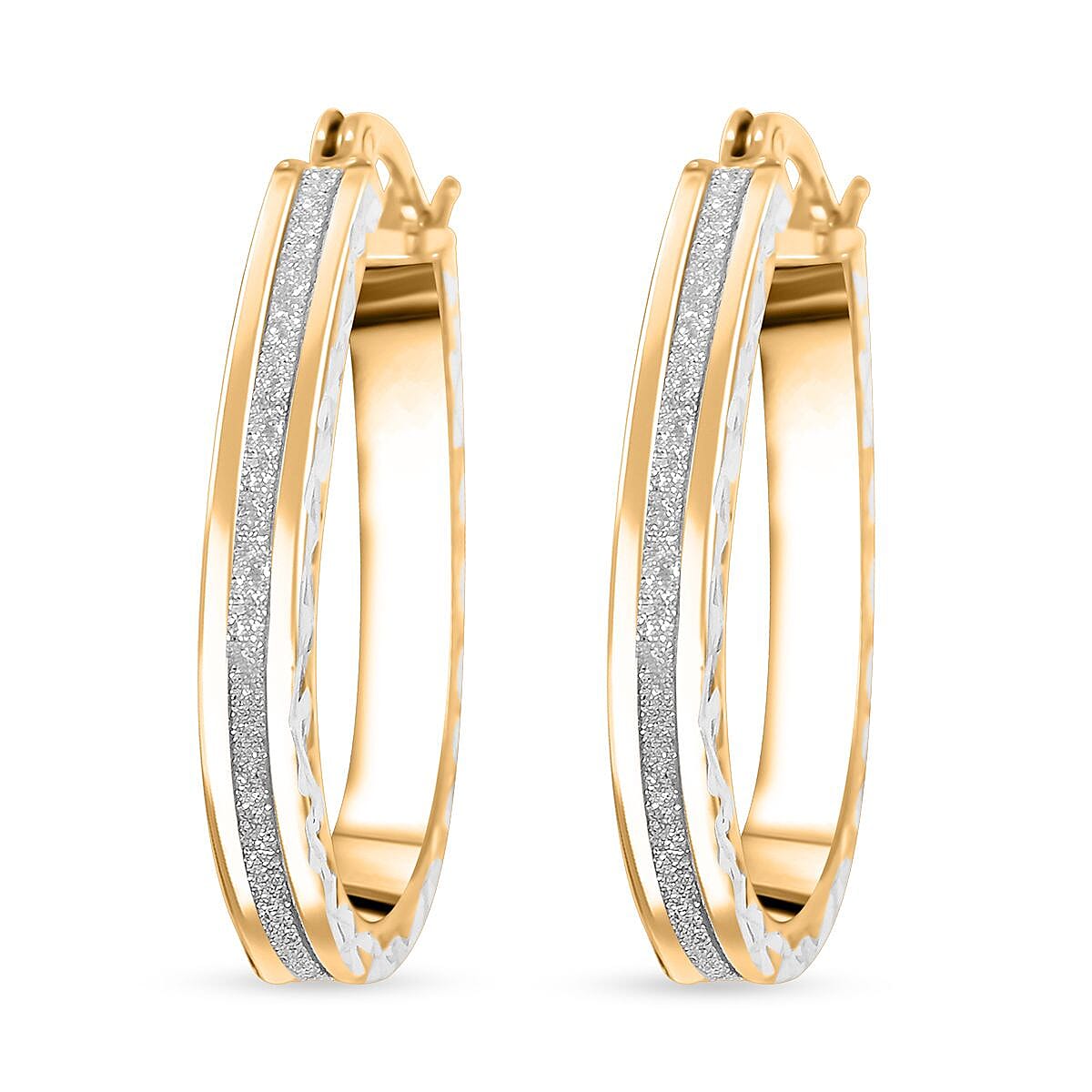 Glitter Hoop Earrings in 14K Yellow Gold Over Sterling Silver 2.50 Grams image number 3
