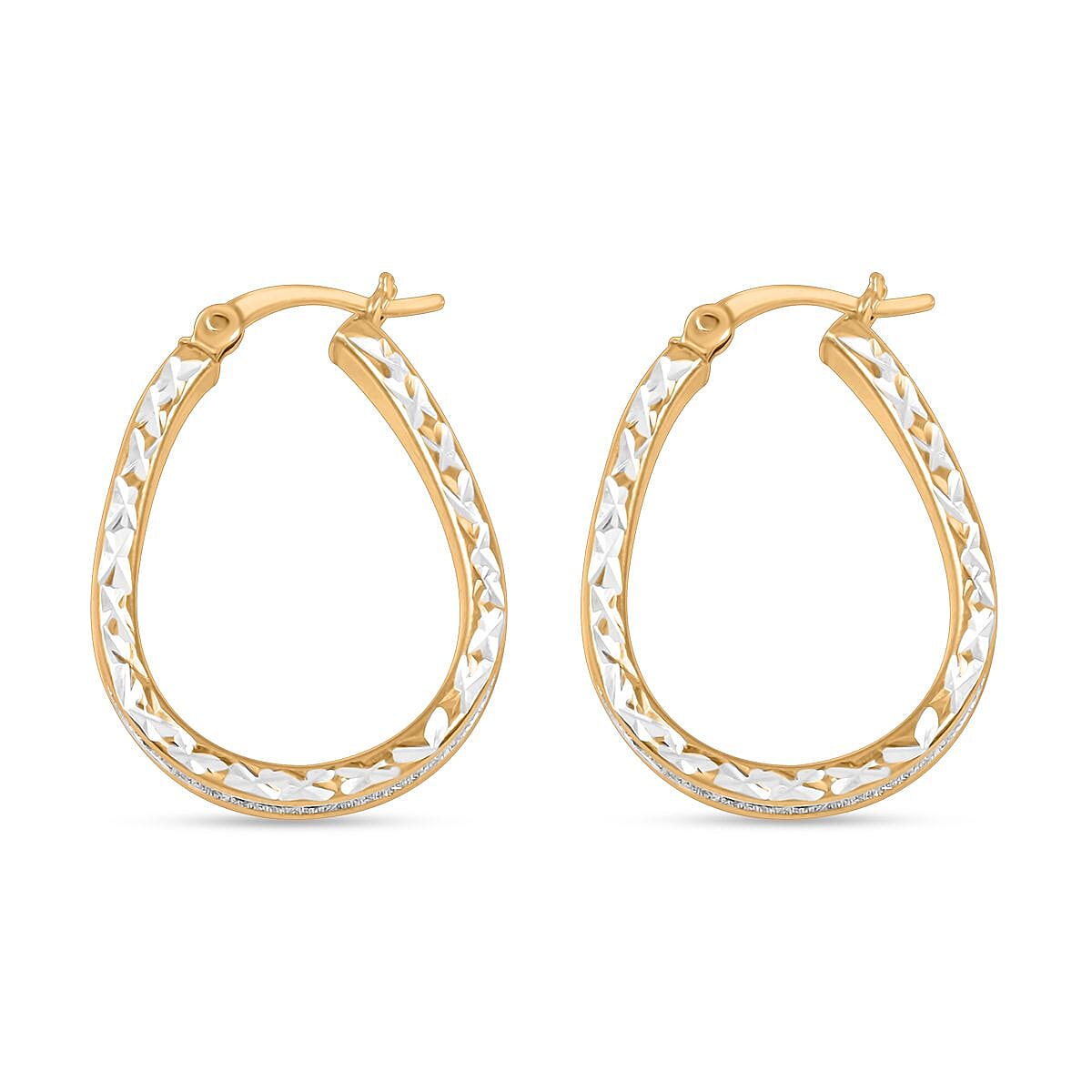 Glitter Hoop Earrings in 14K Yellow Gold Over Sterling Silver 2.50 Grams image number 4