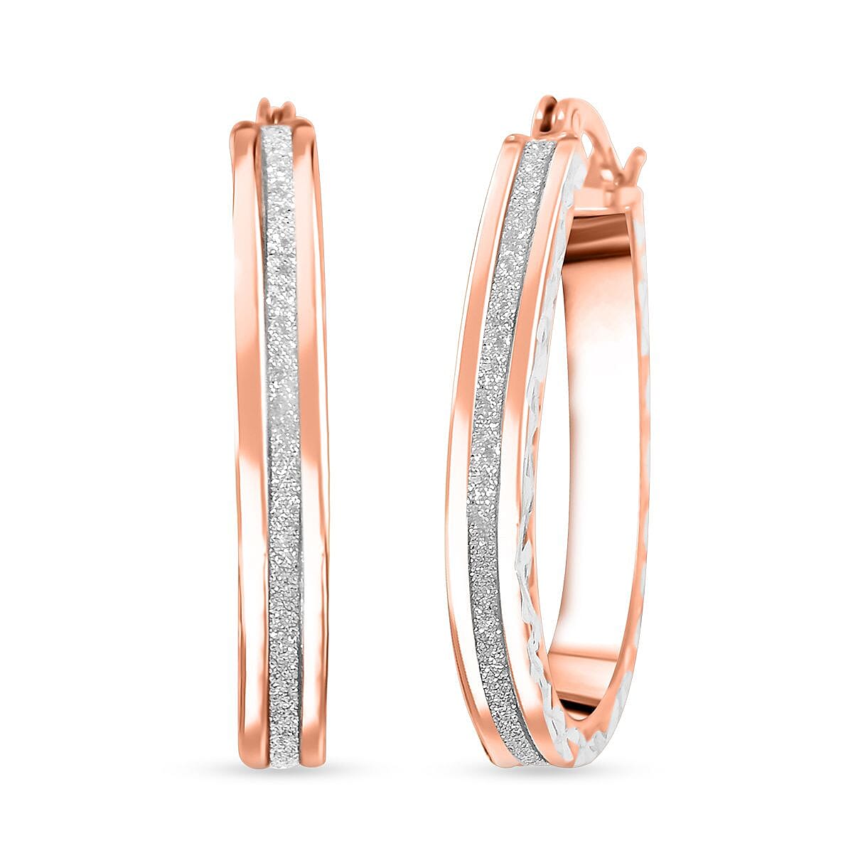 Glitter Hoop Earrings in 14K Rose Gold Over Sterling Silver 2.50 Grams image number 0