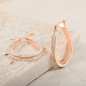 Glitter Hoop Earrings in 14K Rose Gold Over Sterling Silver 2.50 Grams