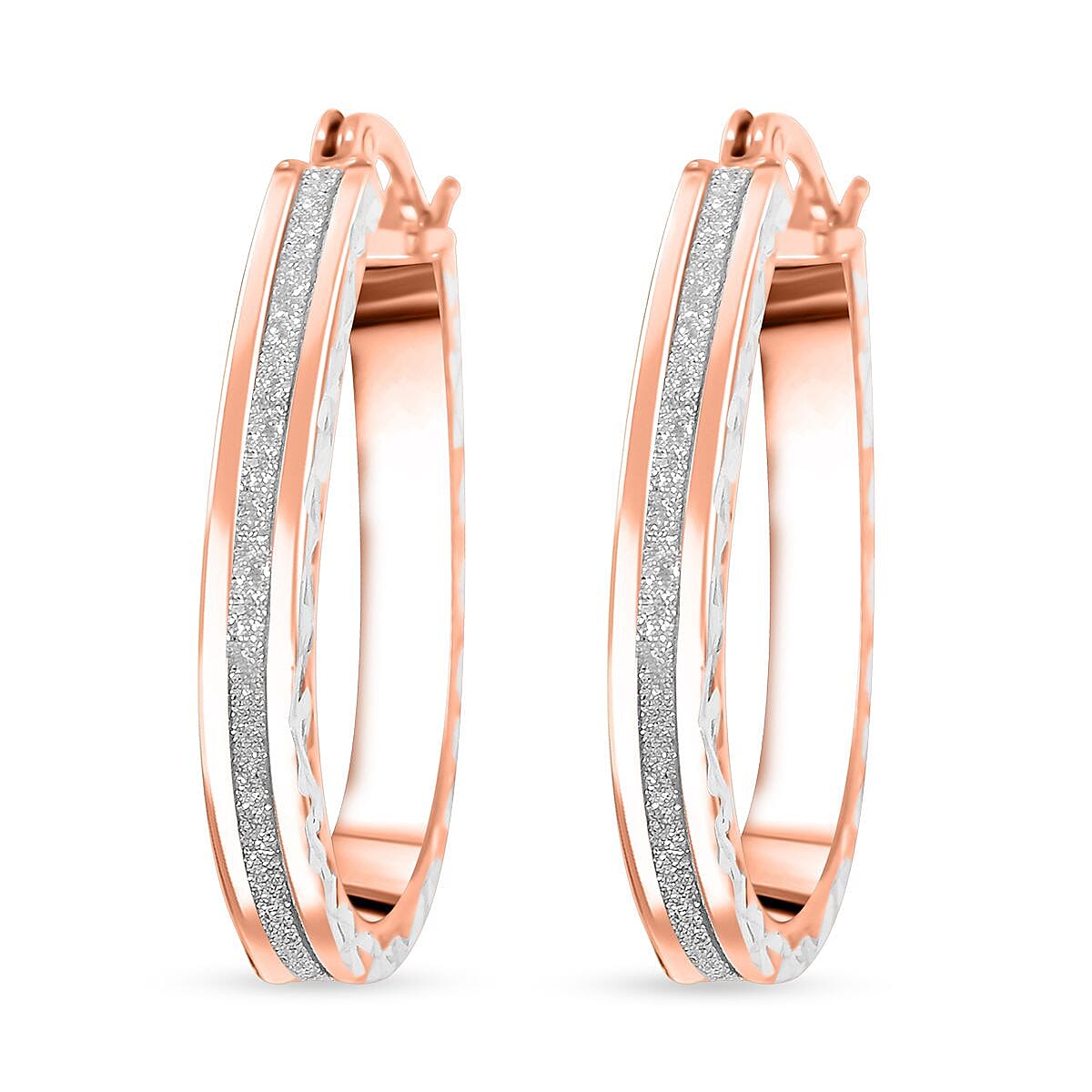Glitter Hoop Earrings in 14K Rose Gold Over Sterling Silver 2.50 Grams image number 3