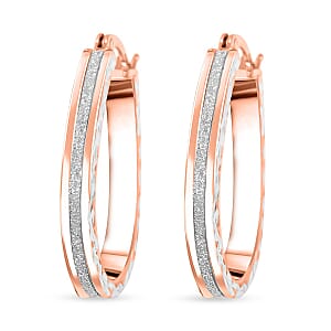 Glitter Hoop Earrings in 14K Rose Gold Over Sterling Silver 2.50 Grams