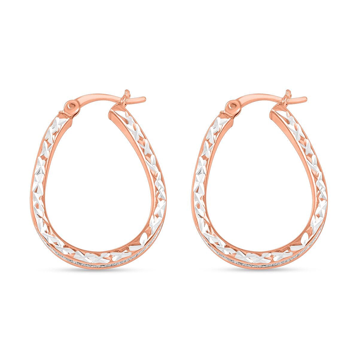 Glitter Hoop Earrings in 14K Rose Gold Over Sterling Silver 2.50 Grams image number 4