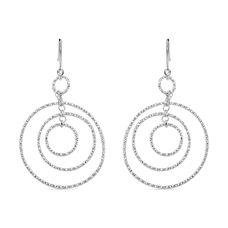 Sterling Silver Concentric Circle Hoop Earrings 2.90 Grams
