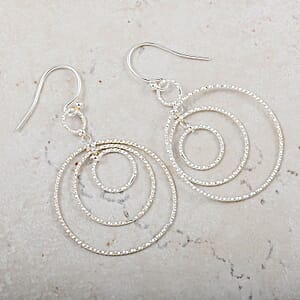 Sterling Silver Concentric Circle Hoop Earrings 2.90 Grams