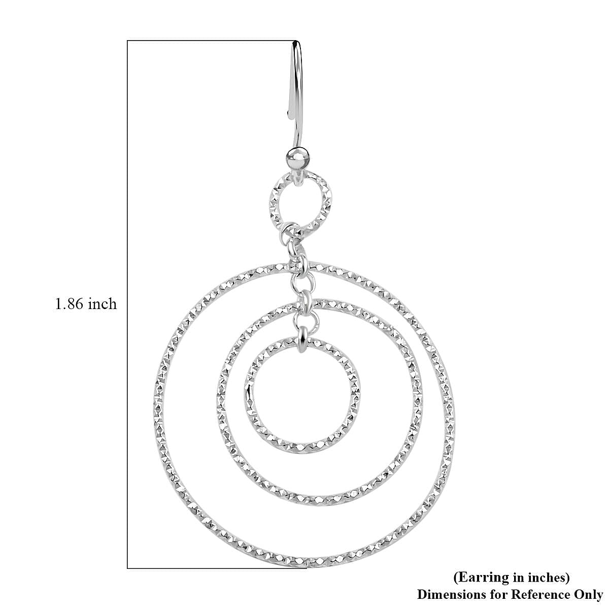 Sterling Silver Concentric Circle Hoop Earrings 2.90 Grams