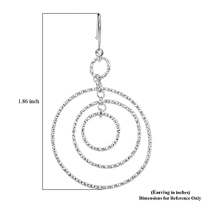 Sterling Silver Concentric Circle Hoop Earrings 2.90 Grams