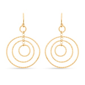 14K Yellow Gold Over Sterling Silver Concentric Circle Hoop Earrings 2.90 Grams