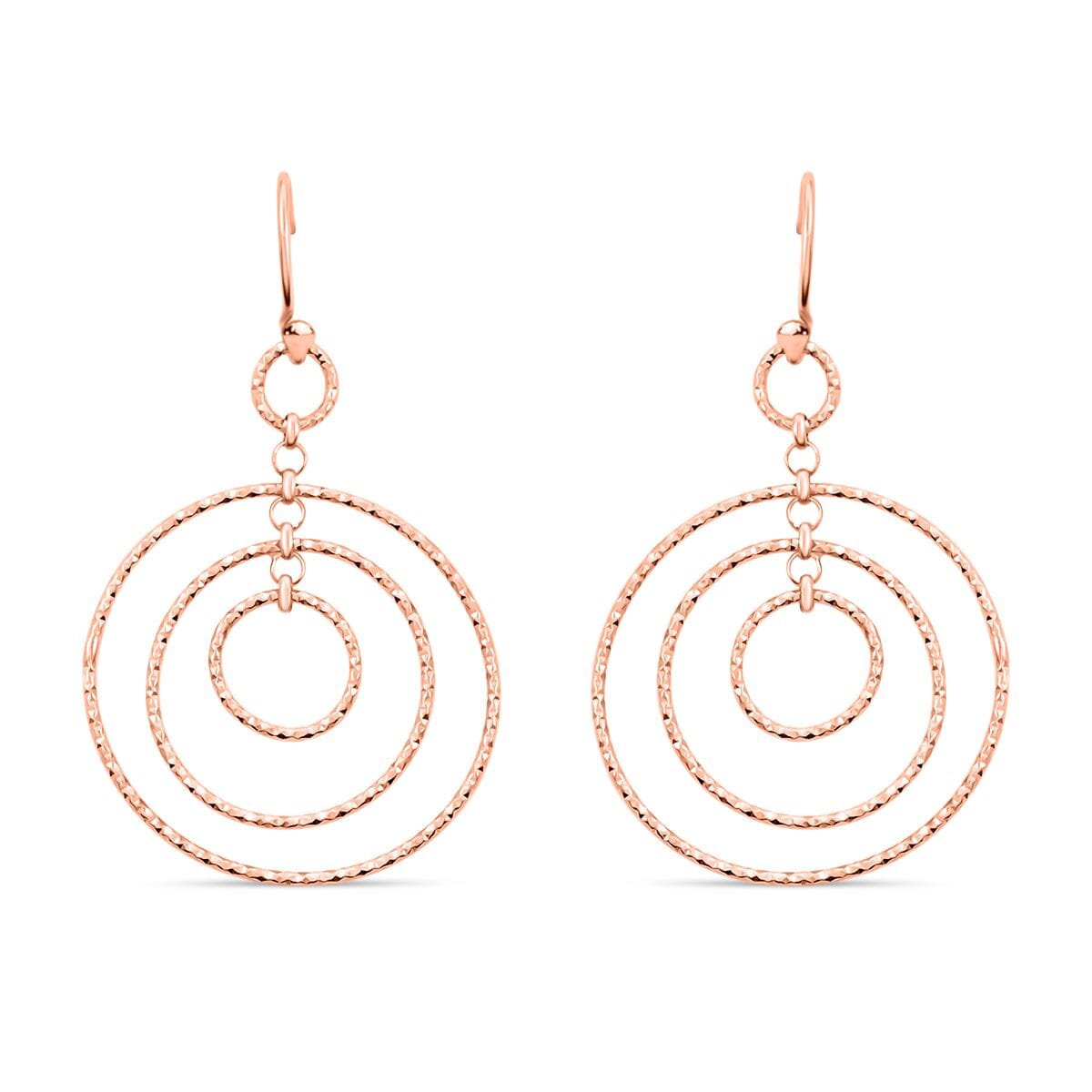 14K Rose Gold Over Sterling Silver Concentric Circle Hoop Earrings 2.90 Grams image number 0