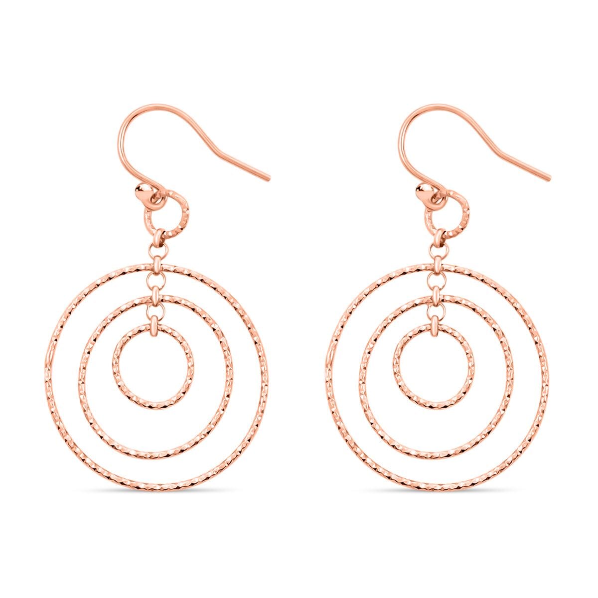 14K Rose Gold Over Sterling Silver Concentric Circle Hoop Earrings 2.90 Grams image number 3