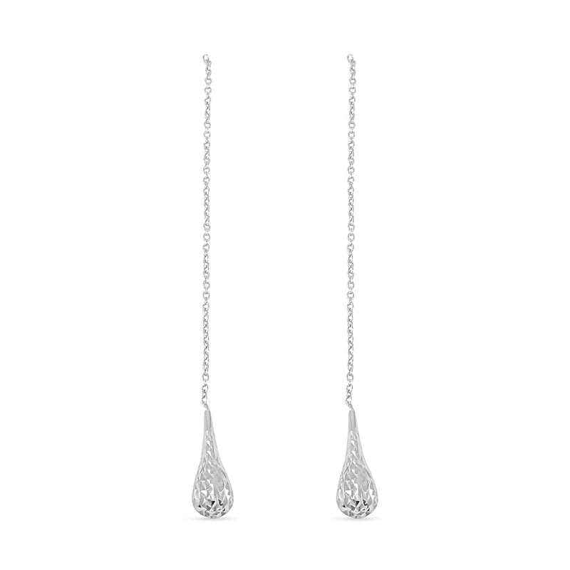 Sterling Silver Long Dangle Drop Chain Earrings 2.20 Grams