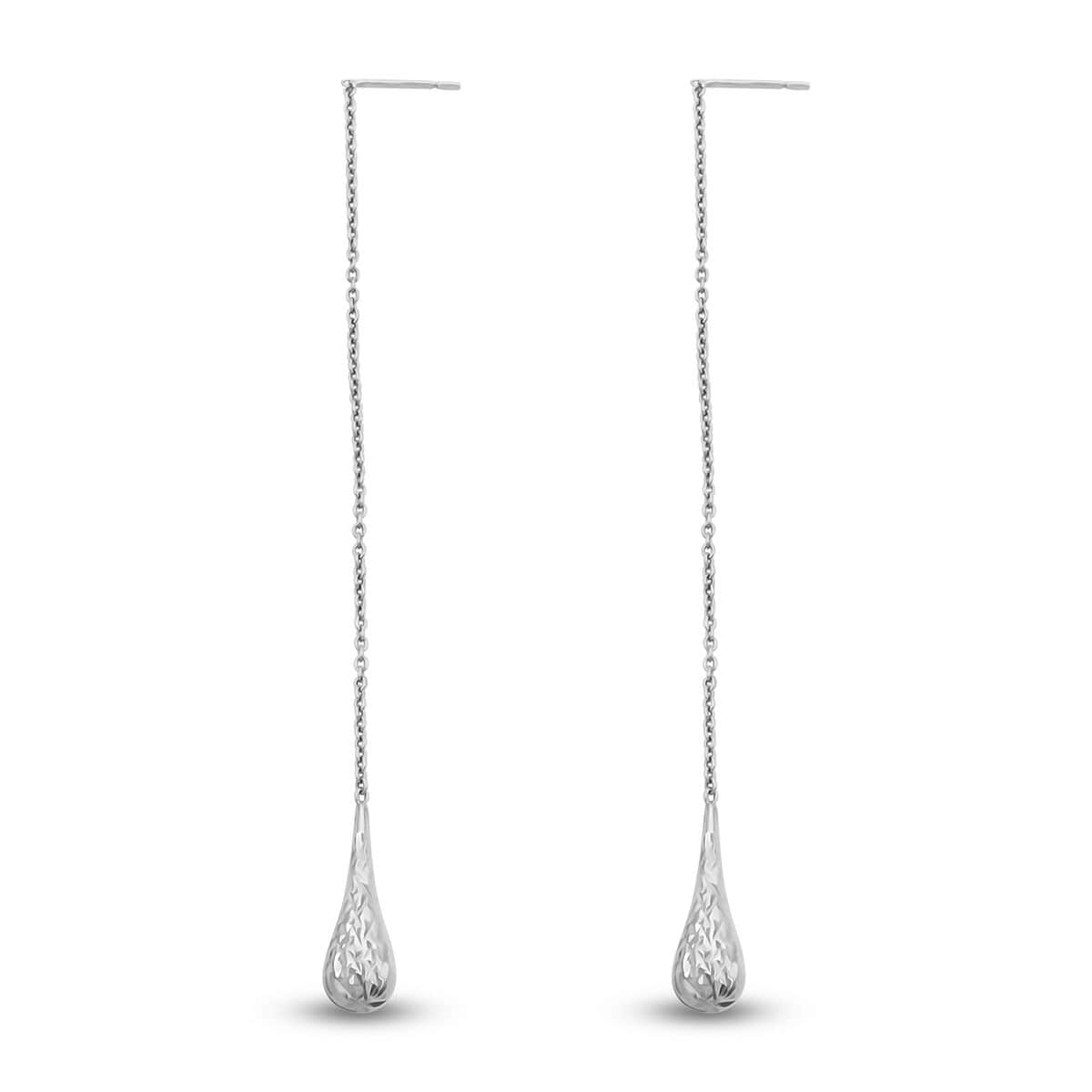 Sterling Silver Long Dangle Drop Chain Earrings 2.10 Grams image number 3