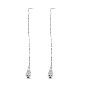 Sterling Silver Long Dangle Drop Chain Earrings 2.20 Grams