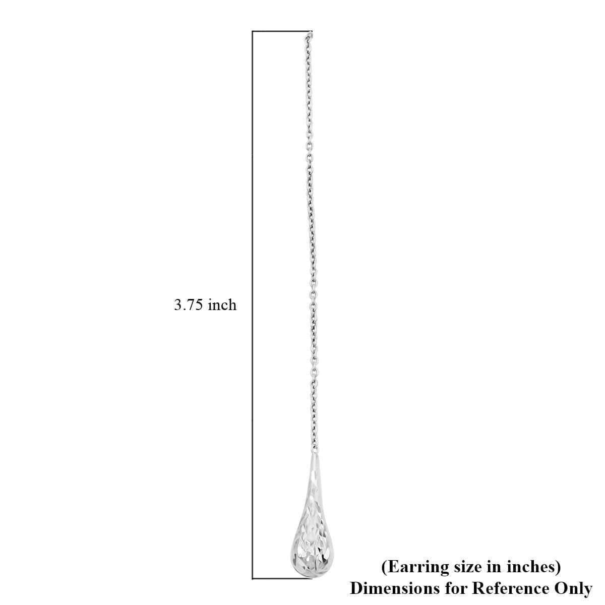 Sterling Silver Long Dangle Drop Chain Earrings 2.10 Grams image number 4