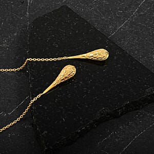 14K Yellow Gold Over Sterling Silver Long Dangle Drop Chain Earrings 2.20 Grams 