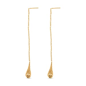 14K Yellow Gold Over Sterling Silver Long Dangle Drop Chain Earrings 2.20 Grams 