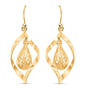 14K Yellow Gold Over Sterling Silver Dangle Earrings 2.60 Grams