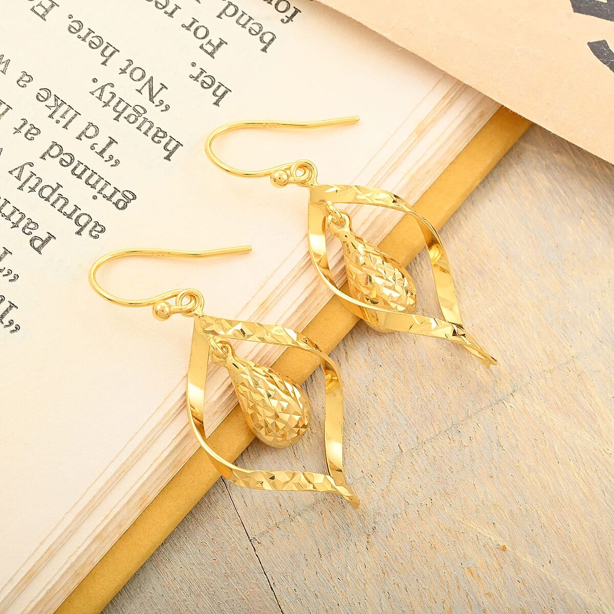 14K Yellow Gold Over Sterling Silver Dangle Earrings 2.60 Grams image number 1